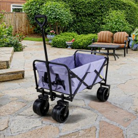 100L Collapsible Folding Beach Wagon Cart with 220Lbs Large Capacity, Wagons Carts Heavy Duty Foldable with Big Wheelscolor: Purple + Metal+Waterproof Fabric + Garden & Outdoor, size: W2071P180083