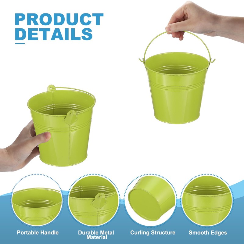 PATIKIL 5"x4.7" Small Metal Buckets with Handle, 6 Pcs Mini