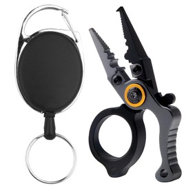 Mini Fishing Pliers,Portable Multi-Functional Fish Pliers Sea and Freshwater Fishing Multifunctional Tool with Tungsten Stainless Steel Cutter,Aluminium Handle,Safety Lock and Fly Fishing Retractor