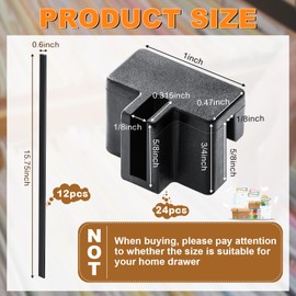 Epakh 36 Pcs Metal File Cabinet Rails Set Include 12 Cabinet Divider Rails 24 Hanging File Rail Clips for Hanging Folder Frame Bars Office Storage, Drawer Thickness Less Than 1/8 Inch(Plastic)