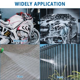 High Pressure Washer Gun 4350PSI: Short Jet Wash Gun with 5pcs Water Nozzle Tip M22 14mm Fitting Hose Connector 1/4" Quick Release High Pressure Washing Accessories for Car Cleaning