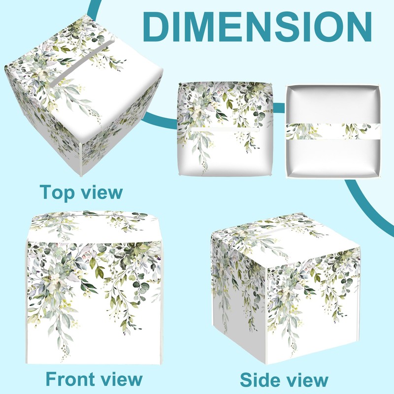Watercolor Floral Leaves Tissue Box Holder,Square Leather Tissue Box Cover
