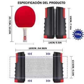Juego de Juego de Ping Pong，Red de Ping Pong Ajustable A Cualquier Mesa, con 2 Raquetas, 1 Red Retráctil, 6 Ping Pong y Bolsa de Almacenamiento，para Actividades Al Aire Libre en Interiores