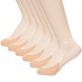 MANZI Invisible Half Toe Topper Socks Slingback Liner Socks with Transparent Elastic Strap 6 Pairs Nude