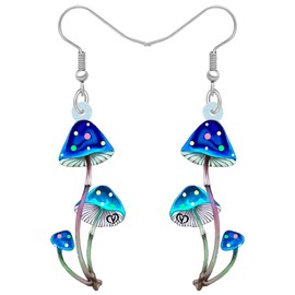 YAYAKO Anime Mushroom Earrings Acrylic Dangle Drop Jewellery Statement Earrings for Women Girls Charms Colorful Mushroom Gifts (Blue 493)