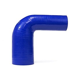 HPS HTSER90-125-200-BLUE Silicone High Temperature 4-ply Reinforced 90 degree Elbow Reducer Coupler Hose, 75 PSI Maximum Pressure, 4" Leg Length on Each Side, 1.25" > 2" ID, Blue