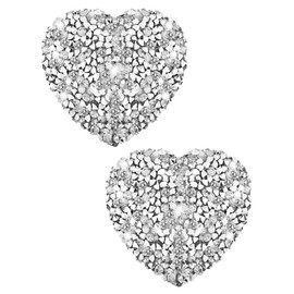 Hercicy Rhinestone Pasties Covers Adhesive Pasties Glitter Covers Reusable Bra Stickers for Women Silver