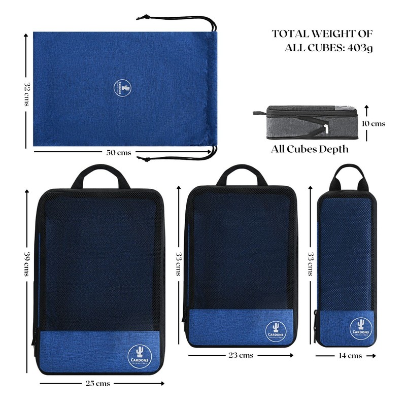 CARDONS Premium Compression Packing Cubes Travel Suitcase Organisers Laundry Bag