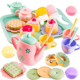 LINFUN KIDS Afternoon Tea Set Play Toy, Role Play Ice Cream Food Toys, 3 4 5 Year Old Girl Gift