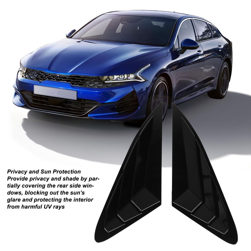 2PCS Rear Side Window Louver Gloss Black Sporty Look Scratch