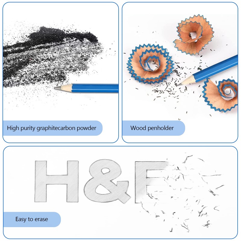 H & B 12 PCS Pencil Drawing Kit, H-4H, F,