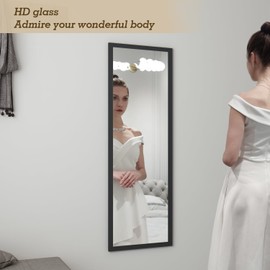whitebeach Wall Mirror Full Length,Bedroom Full Body Mirror Over The Door 44“×16" Black