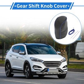 VekAuto 1 Pc Gear Shift Knob Cover for Hyundai Tucson 2010-2013 Anti-Slip Faux Leather Black Blue Stick Shifting Handle Protector