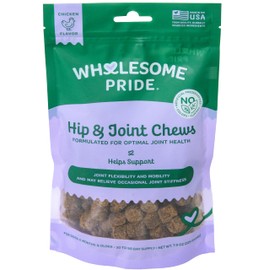 Wholesome Pride Hip and Joint Chews for Dogs, Mobility Bites Supplement with Glucosamine, Chondroitin, MSM, Anti-inflammatory Turmeric, and Vitamin C and E - Chicken Flavor - 30 to 90 Day Supply