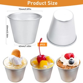 Pudding Moulds, 6 Pcs Aluminum Dariole Moulds, Non-Stick Muffin Tins Individual Baking Cups, Mini Pudding Basins Egg Tart Cupcake Moulds