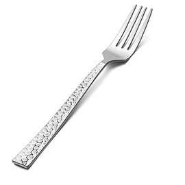 Salad Forks Set of 12, E-far 6.7 Inch Stainless Steel Hammered Dessert Forks for Home, Kitchen or Restaurant, Non-toxic & Mirror Polished, Squared Edge & Dishwasher Safe
