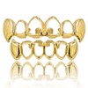 TOPGRILLZ 14K Gold Plated Open Face Top and Bottom Grillz