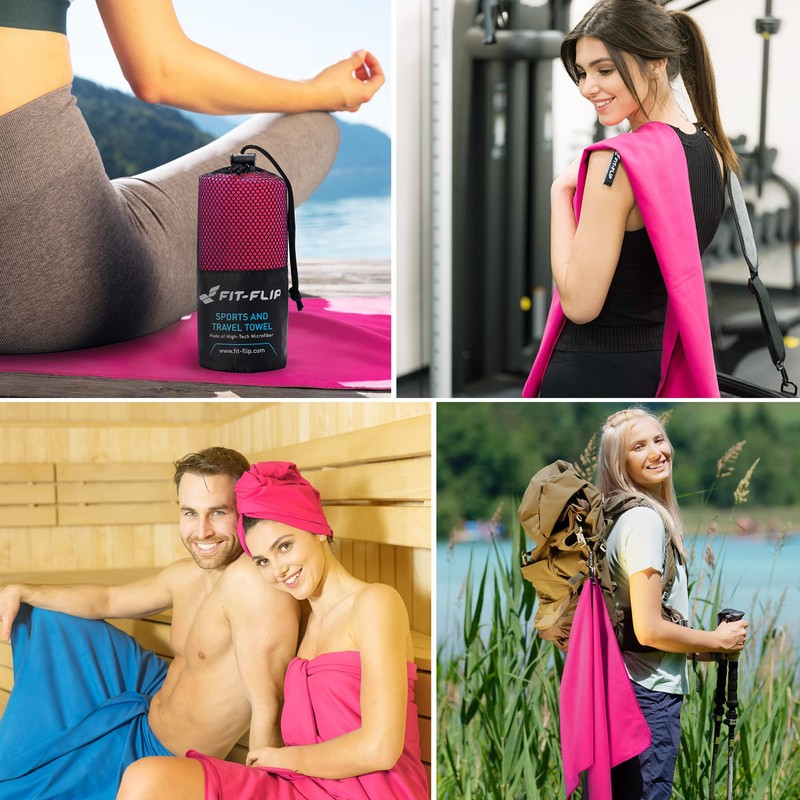 Fit-Flip Microfibre Towel in All Colours and Sizes, Lightweight Sports