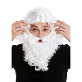 WIG ME UP - 8115-A+B-P68 Wig Beard Full Beard Set White Hermit Hermit Prophet Moses Noah Wizard Magician Santa Claus