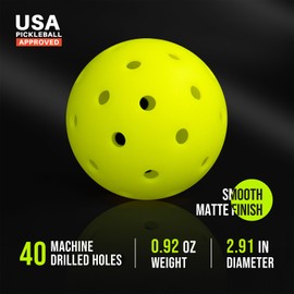 Tihulek Outdoor Pickleballs 4 Pack, 40 Holes Pickleball Balls PE, USAPA Approved Pickle Ball, High Visibility and Bounce, Durable Pickle Ball for All Style Pickleball Paddles & All Skill Levels, Neon