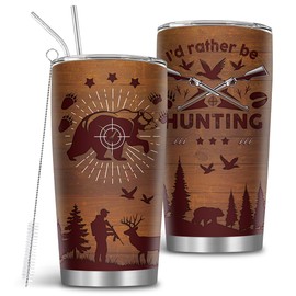 MoYueno Hunting Gifts for Men, Gifts for Fathers Day, Gift for Hunters, 20oz Stainless Steel I'd Rather Be Hunting Tumbler with Brush & Straw, Deer Hunting for Men, Hunter Birthday Present