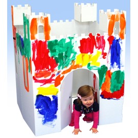 Easy Playhouse Blank Castle - Kids Art & Craft for Indoor & Outdoor Fun, Color, Draw, Doodle on this Blank Canvas–Decorate & Personalize a Cardboard Fort, 32" X 32" X 43. 5" -Made in USA, Age 3+