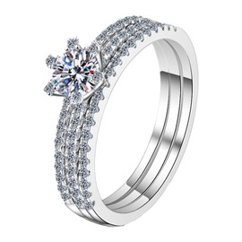 Oidea Moissanite Engagement Ring for Women: 1 Carat D Color VVS1 Simulated Diamond 925 Sterling Silver Promise Rings for Her Birthday Wedding Ring Jewelry Gift, Size 9