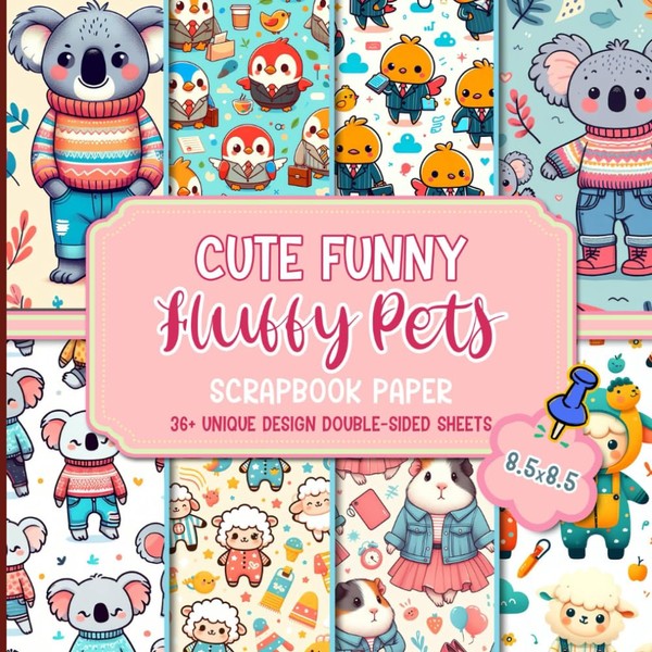 Cute Funny Fluffy Pets Scrapbook Paper: Adorable Animal-Inspired for Scrapbooking,