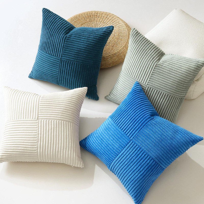 Set of 1 Decorative Throw Pillow Cover Soft Corduroy Solid