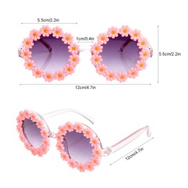 YEAMLTE Children's Sunglasses, Pack of 3 Sunglasses, Girls, Children's Sunglasses, Round Flower Glasses, UV400 Protection, for Girls, Boys, Summer Activities, Beach Games, Birthday Parties (A)
