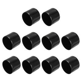 PATIKIL 10pcs 34mm Vinyl Rubber End Caps Flexible Bolt Screw Cover Caps Round Thread Protector Caps for Metal Tube Rod Bolts Black