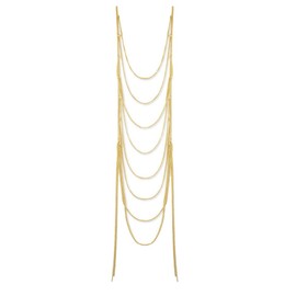 Zad Jewelry Chain Ladder Statement Necklace, Golden