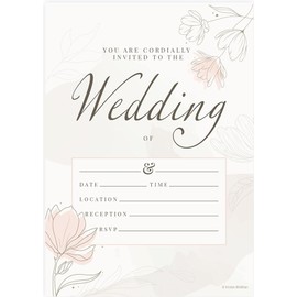 Kirsten McMillan 25 White Wedding Invitations with Envelopes - A6 Designed and Printed in the UK (Pack of 25)