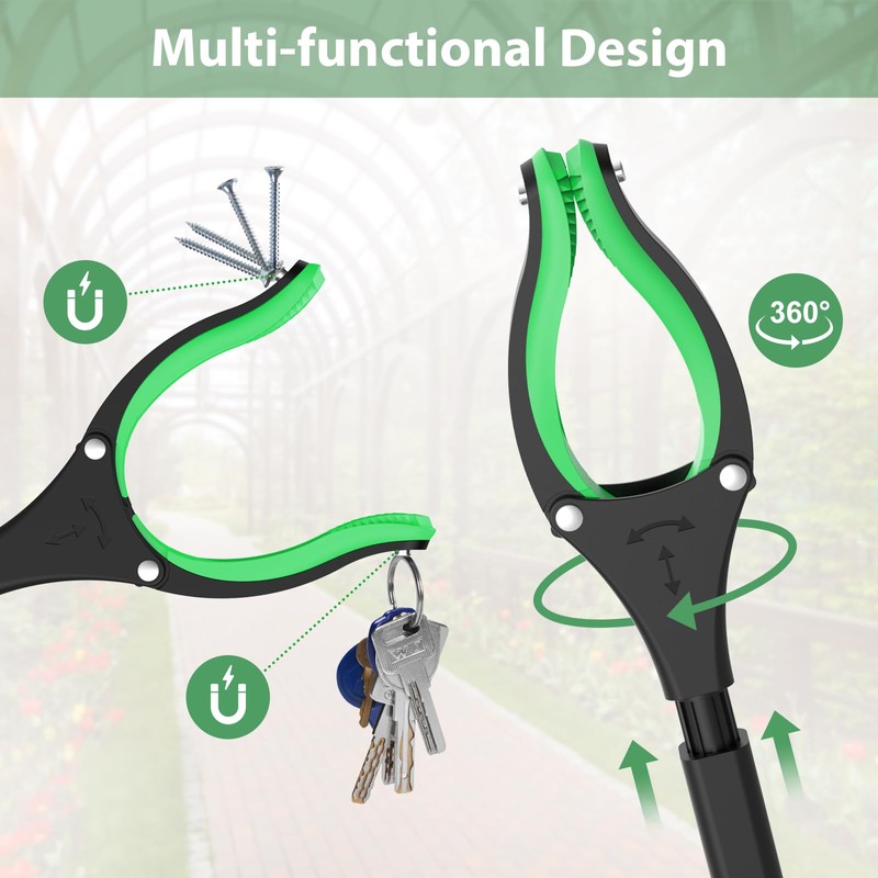 52" Extra Long Grabber Reacher Tool, Foldable Reacher Grabber Pickup