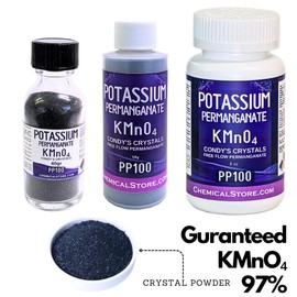 Potassium Permanganate - CHEMICALSTORE.COM Condy's Crystals, FreeFlow, Powder | 97% Pure KMnO4 | for Water Purification, Disinfection & Aquaculture | Removes Iron & Manganese (200 Grams)