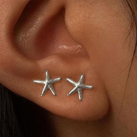 Gold Starfish Earrings for Women Trendy Small Starfish Stud Earrings Dainty Lightweigh Minimalist Simple Hypoallergenic Earrings Jewelry Gifts for Women, Large, Metal, No Gemstone