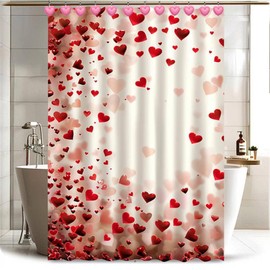 12 Pieces Heart Shaped Shower Curtain Hooks, Decorative Valentines Day Curtain Hooks,Stainless Steel Rust Resistant Curtain Rings, Pink
