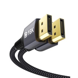 Stouchi DisplayPort Cable 2.1, 16K 8.2FT/2.5M DisplayPort Cable 80Gbps 16K@60Hz, 10K@60Hz, 8K@60Hz HBR3 4K@60Hz/144Hz 5K@60Hz 1080P@240Hz Support FreeSync G-Sync HDR10 for Gaming Monitor Graphics Card