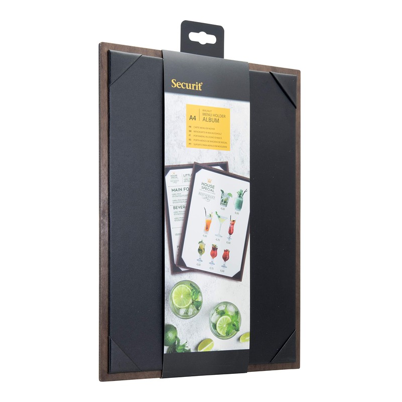 Deluxe A4 Menu Holder Walnut Wood