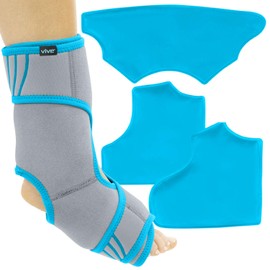 Vive Ankle Ice Pack Wrap - Foot Cold / Hot Compression Brace - Adjustable Freeze Support For Cooling / Heating Achilles Injuries, Tendonitis, Plantar Fasciitis, Sore Feet, Inflammation, Muscle Sprain