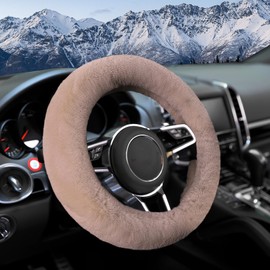 iolory Car Steering Wheel Cover,Anti-Slip Universal Warm Plush Furry Steering Wheel Cover for Women,Comforting and Luxurious,Protector for 14.5-16 Inch Diameter Wheels,Fit for Most Vehicles (Coffee)