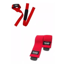 Techno Cintas Para Pesas + Rodilleras Gym Pesas Crossfit Promoción
