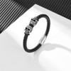 SeiMios Mens Leather Bracelet Skull Braided Wristband Bangle Cuffs Stainless