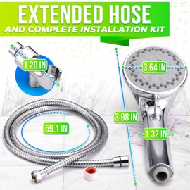 5-Mode Handheld Shower Head with Hose 4.9 Ft - Shower Wand 3.64 Inch Hand Held Shower Head with Long Hose - Shower Sprayer Attachment for Shower - Detachable Shower Head with Handheld Showerhead