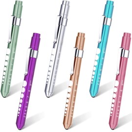 Nuanchu Penlight for Nurse Pen Light LED Reusable Pen Light with Pupil Gauge for Torch Medical Students Doctors Daily Use with Pocket Clip Nurse Gifts(6 Pieces,Fresh Colors)