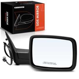A-Premium Passenger Side Power Door Mirror - Compatible with Dodge Ram 1500 2009-2010, Ram 2500 3500 2010 - Heated Manual Folding Black Outside Rear View Mirror w/Turn Signal and Puddle Light