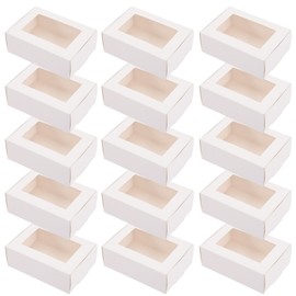 Kraft Paper Box with Window, Soap Packaging Boxes Present Box for Homemade Soap Wedding Birthday Party Favor White