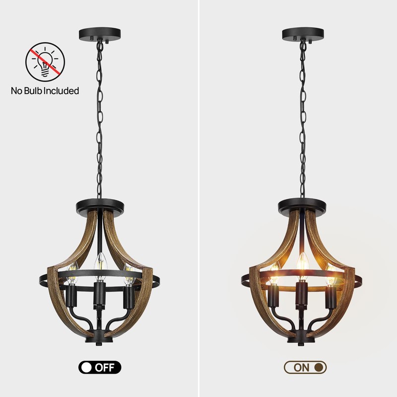 WOAEKR 13.1" Modern Farmhouse Hanging Pendant Lighting, 4-Light Rustic Interior