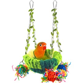 KATUMO Bird Nest, Conure Breeding Bed Parrotlet Snuggle Nest Lovebird Bed Bird Swing Bed for Small Birds, Size Small