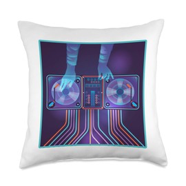 DJ & Beat Makers Co. DJ with Mixer & 2 Turntables Throw Pillow, 18x18, Multicolor